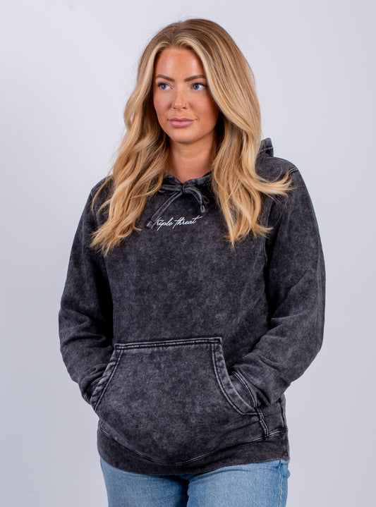 Triple Threat Premium Signature Series Mineral Wash Long Hoodie